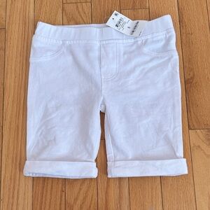 NWT Girls White Roll-Cuff Knit Shorts